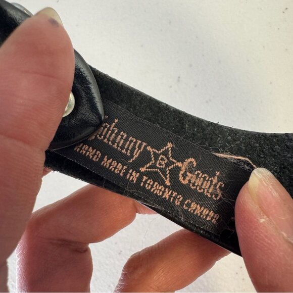 Vintage Johnny Goods Western Handcrafted Boho Leather Black Belt - Picture 3 of 10